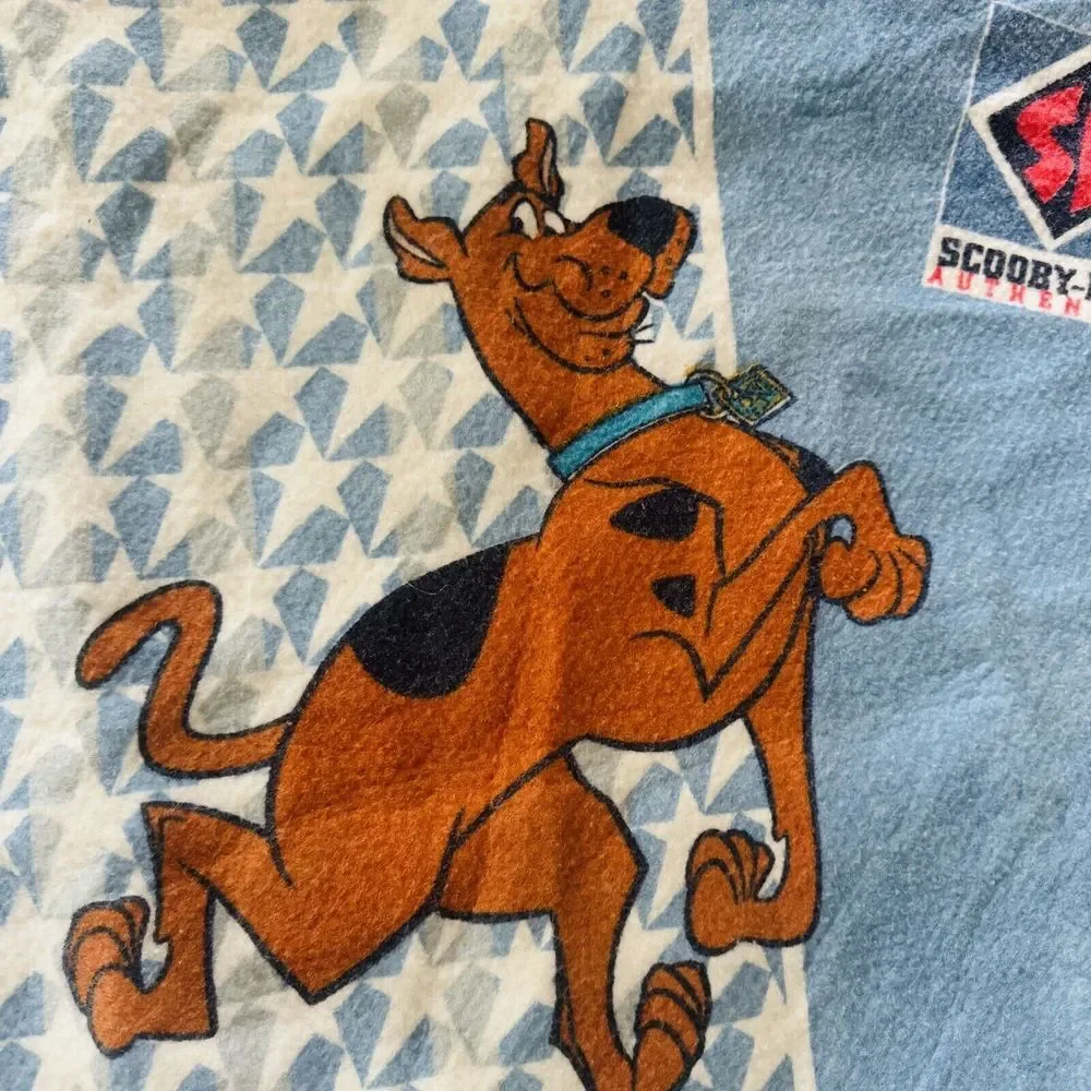 Scooby-Doo Heritage Fleece Blanket Blue Star Pattern Throw Cartoon Vintage